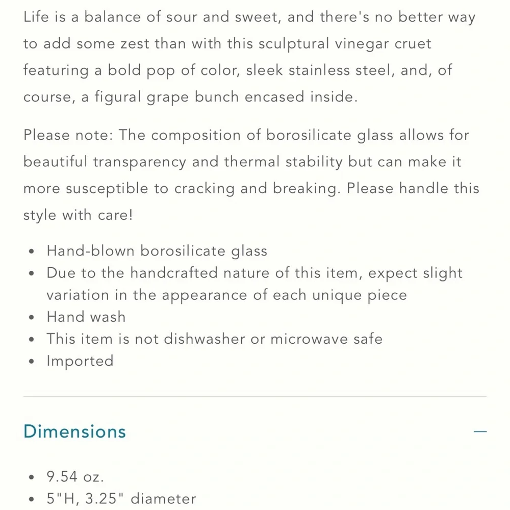 Anthropologie Catania Pink Vinegar Cruet - Picture 4 of 4